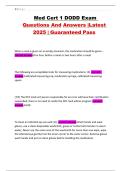 Med Cert 1 DODD Exam Questions And Answers &vert;Latest 2025&sol;2026 &vert; Guaranteed Pass