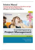 Contemporary Project Management&colon; Plan-Driven and Agile Approaches &lpar;5th Edition&comma; Kloppenborg&comma; Anantatmula & Wells&rpar; &ndash; Complete Solutions Manual