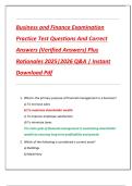 Business and Finance Examination  Practice Test Questions And Correct  Answers &lpar;Verified Answers&rpar; Plus  Rationales 2025&vert;2026 Q&A &vert; Instant  Download Pdf 