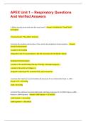 APEX Unit 1 &ndash; Respiratory Questions And Verified Answers