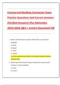 Commercial Building Contractor Exam  Practice Questions And Correct Answers  &lpar;Verified Answers&rpar; Plus Rationales  2025&vert;2026 Q&A &vert; Instant Download Pdf