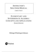 solutions manual&comma; summaries&colon; Elementary and Intermediate Algebra Concepts and Applications - Bittinger - 8e &lpar;2025-2026 update&rpar;