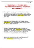 PRINCIPLES OF FINANCE- D076  WGU BRAND NEW OFFICIAL QUESTIONS  WITH ANSWERS&period;