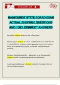 MANICURIST STATE BOARD EXAM ACTUAL 2025&sol;2026 QUESTIONS AND 100&percnt; CORRECT ANSWERS