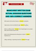 MANICURIST WRITTEN EXAM ACTUAL 2025&sol;2026 QUESTIONS AND 100&percnt; CORRECT ANSWERS