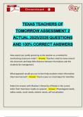 TEXAS TEACHERS OF TOMORROW ASSESSMENT 2 ACTUAL 2025&sol;2026 QUESTIONS AND 100&percnt; CORRECT ANSWERS
