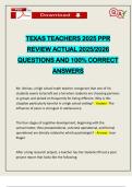 TEXAS TEACHERS 2025 PPR REVIEW ACTUAL 2025&sol;2026 QUESTIONS AND 100&percnt; CORRECT ANSWERS