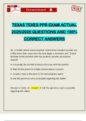 TEXAS TEXES PPR EXAM ACTUAL 2025&sol;2026 QUESTIONS AND 100&percnt; CORRECT ANSWERS