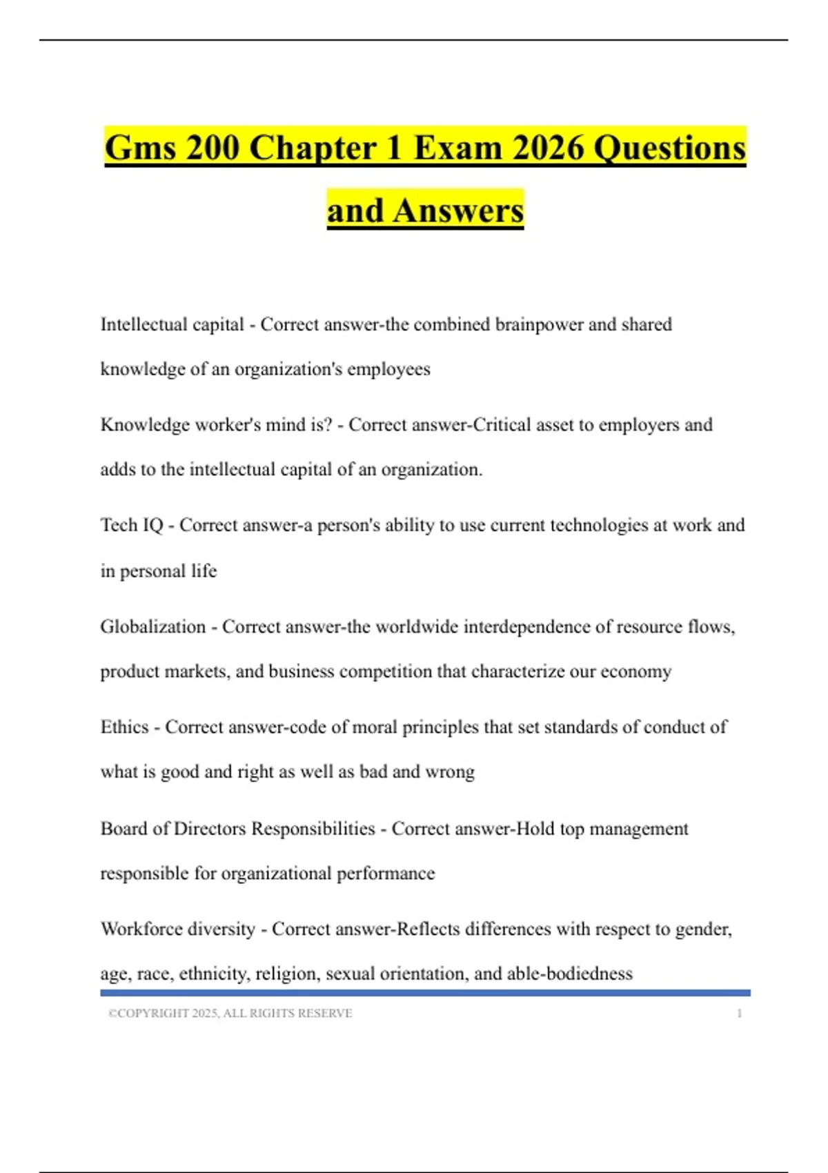 Gms 200 Chapter 1 Exam 2026 Questions and Answers - GMS 6440 - Stuvia US