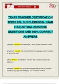 TEXAS TEACHER CERTIFICATION TEXES ESL SUPPLEMENTAL EXAM &lpar;154&rpar; ACTUAL 2025&sol;2026