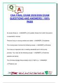 CNA Final Exam 2025&sol;2026 &ndash; 200&plus; Practice Questions & Verified Answers &vert; OBRA&comma; Patient Safety&comma; ADLs &vert; Nursing Assistant Certification