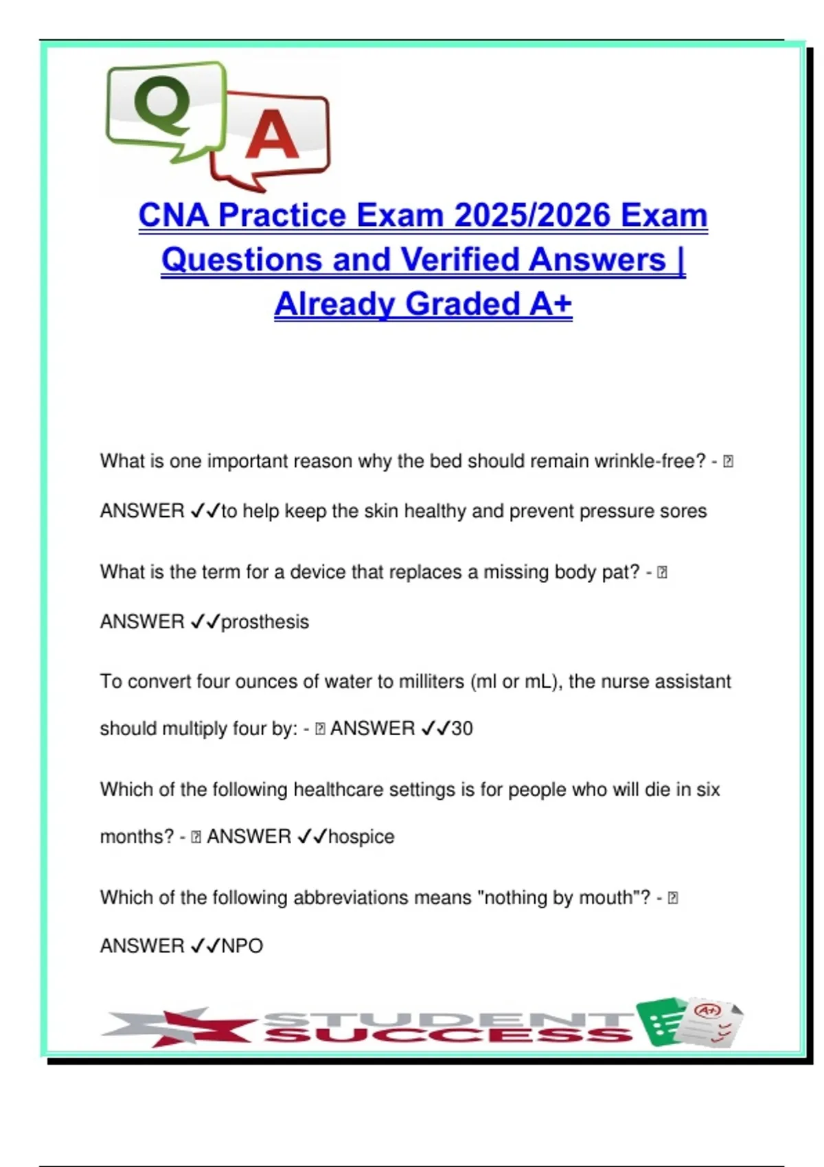 CNA Exam Practice Test (85 Questions) – Nursing Assistant Training ...