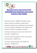 Maryland Home Improvement Exam &vert; 2025 Test Bank with 180&plus; Questions & Answers &vert; Contractor Licensing&comma; OSHA&comma; Estimating&comma; Business Law &vert; University of Maryland