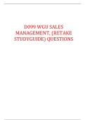 D099 WGU SALES MANAGEMENT&comma;  &lpar;RETAKE STUDYGUIDE&rpar; QUESTIONS