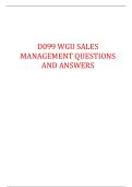 D099 WGU SALES MANAGEMENT QUESTIONS AND ANSWERS