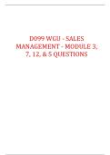 D099 WGU - SALES MANAGEMENT - MODULE 3&comma; 7&comma; 12&comma; & 5 QUESTIONS