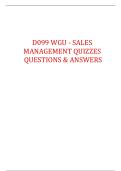 D099 WGU - SALES MANAGEMENT QUIZZES  QUESTIONS & ANSWERS
