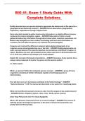 BIO 41- Exam 1 Study Guide With Complete Solutions 
