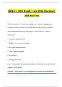 Biology 1406 Final Exam 2026 Questions and Answers