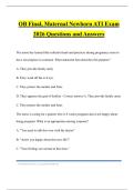 OB Final&comma; Maternal Newborn ATI Exam 2026 Questions and Answers