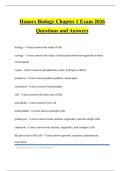 Honors Biology Chapter 1 Exam 2026 Questions and Answers