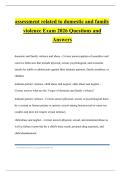 assessment related to domestic and family violence Exam 2026 Questions and Answers