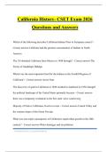 California History- CSET Exam 2026 Questions and Answers