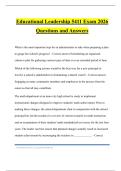 Educational Leadership 5411 Exam 2026 Questions and Answers