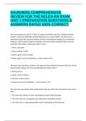 SAUNDERS COMPREHENSIVE REVIEW FOR THE NCLEX-RN EXAM UNIT 1 PREPARATION QUESTIONS & ANSWERS RATED 100&percnt; CORRECT