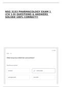 NSG 3153 PHARMACOLOGY EXAM 1 &lpar;CH 1-9&rpar; QUESTIONS & ANSWERS SOLVED 100&percnt; CORRECT&excl;&excl;