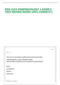 NSG 3153 PHARMACOLOGY 1 EXAM 2 TEST REVIEW RATED 100&percnt; CORRECT&excl;&excl;