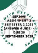 SEP2605 Assignment 2 Semester 2 2025 (Answer Guide) - Due 25 September 2025