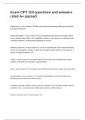 Exam CPT 113 questions and answers rated A&plus; passed