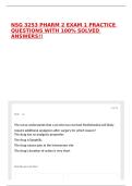 NSG 3253 PHARM 2 EXAM 1 PRACTICE QUESTIONS WITH 100&percnt; SOLVED ANSWERS&excl;&excl;