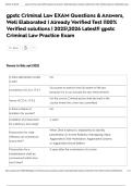 gpstc Criminal Law EXAM Questions & Answers&comma; Well Elaborated &vert; Already Verified Test &vert;100&percnt; Verified solutions &vert; 20252026 Latest&excl;&excl; gpstc Criminal Law Practice Exam