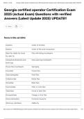 Georgia certified operator Certification Exam 2025 &lpar;Actual Exam&rpar; Questions with verified Answers &lpar;Latest Update 2025&rpar; UPDATE&excl;&excl;