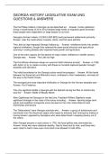 GEORGIA HISTORY LEGISLATIVE EXAM UNG QUESTIONS & ANSWERS