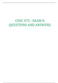 COSC 475 - EXAM II QUESTIONS AND ANSWERS