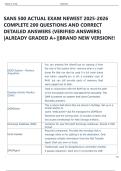 SANS 500 ACTUAL EXAM NEWEST 2025-2026  COMPLETE 200 QUESTIONS AND CORRECT  DETAILED ANSWERS &lpar;VERIFIED ANSWERS&rpar;  &vert;ALREADY GRADED A&plus;&vert;&vert;BRAND NEW VERSION&excl;&excl; 
