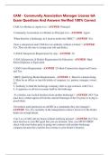 CAM - Community Association Manager License GA  Exam Questions And Answers Verified 100&percnt; Correct 