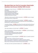 Maryland State Law Test for Counselors Study Guide  Questions And Answers Verified 100&percnt; Correct