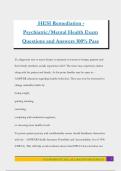 HESI Remediation - Psychiatric&sol;Mental Health Exam Questions and Answers 100&percnt; Pass