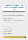 PEDIATRIC HESI HINTS EXAM QUESTIONS AND ANSWERS 100&percnt; PASS