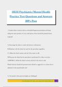 HESI Psychiatric&sol;Mental Health Practice Test Questions and Answers 100&percnt; Pass