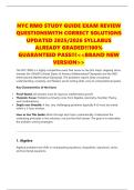NYC RMO STUDY GUIDE EXAM REVIEW QUESTIONSWITH CORRECT SOLUTIONS UPDATED 2025&sol;2026 SYLLABUS ALREADY GRADED&excl;&excl;100&percnt; GUARANTEED PASS&excl;&excl;&excl;<<BRAND NEW VERSION>>