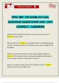 EPIC IMP 100 EXAM ACTUAL 2025&sol;2026 QUESTIONS AND 100&percnt; CORRECT ANSWERS