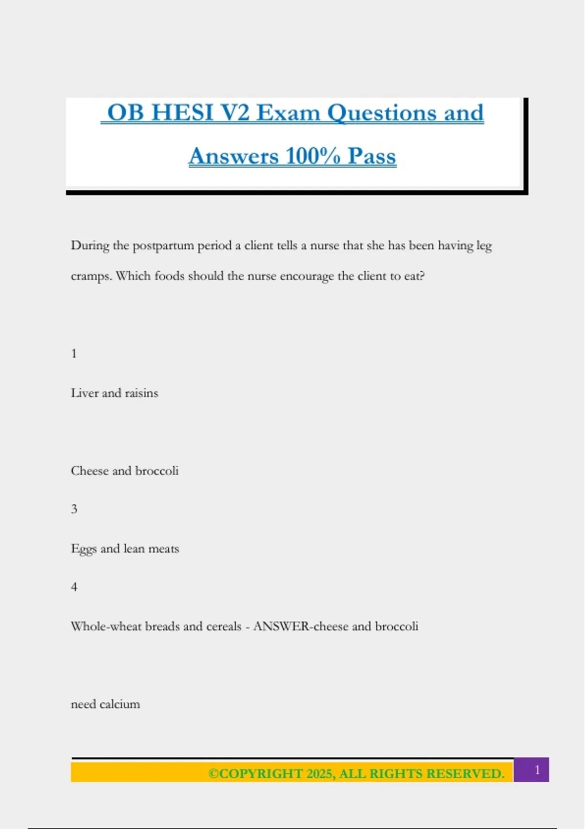OB HESI V2 Exam Questions and Answers 100% Pass - OB HESI - Stuvia US