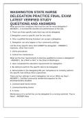 WASHINGTON STATE NURSE DELEGATION PRACTICE FINAL EXAM LATEST VERIFIED STUDY QUESTIONS AND ANSWERS