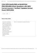  CON 2370 SIMPLIFIED ACQUISITION  PROCEDURES EXAM Questions with 100&percnt;  Correct Answers &vert; Verified &vert; Updated &lpar;Actual  Exam&rpar; 20252026