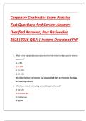 Carpentry Contractor Exam Practice  Test Questions And Correct Answers  &lpar;Verified Answers&rpar; Plus Rationales  2025&vert;2026 Q&A &vert; Instant Download Pdf 